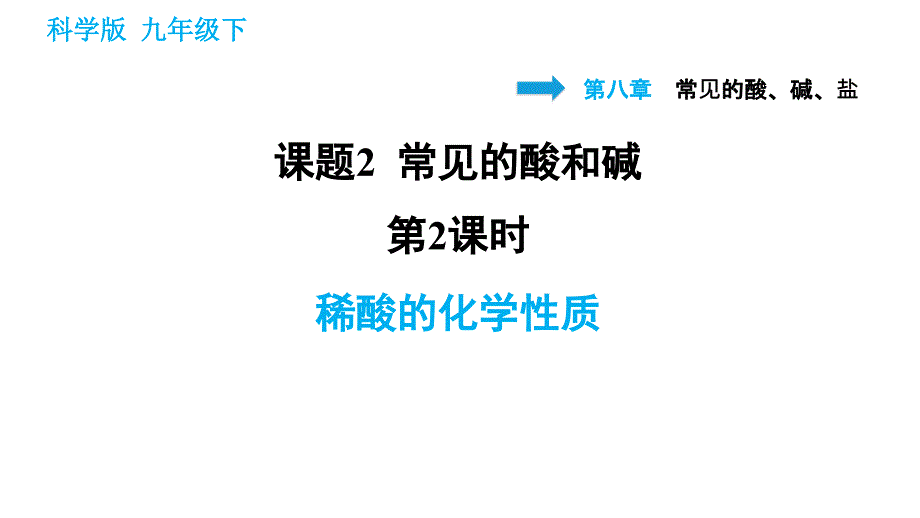 科学版九年级下册化学课件 第8章 8.2.2 稀酸的化学性质_第1页