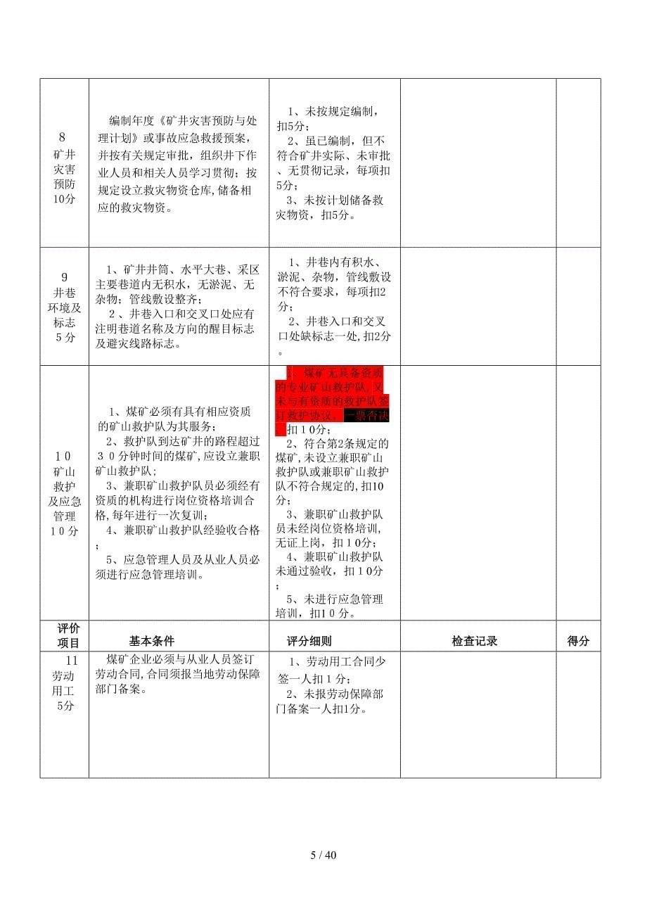 X年煤矿安全评价标准[1]_第5页