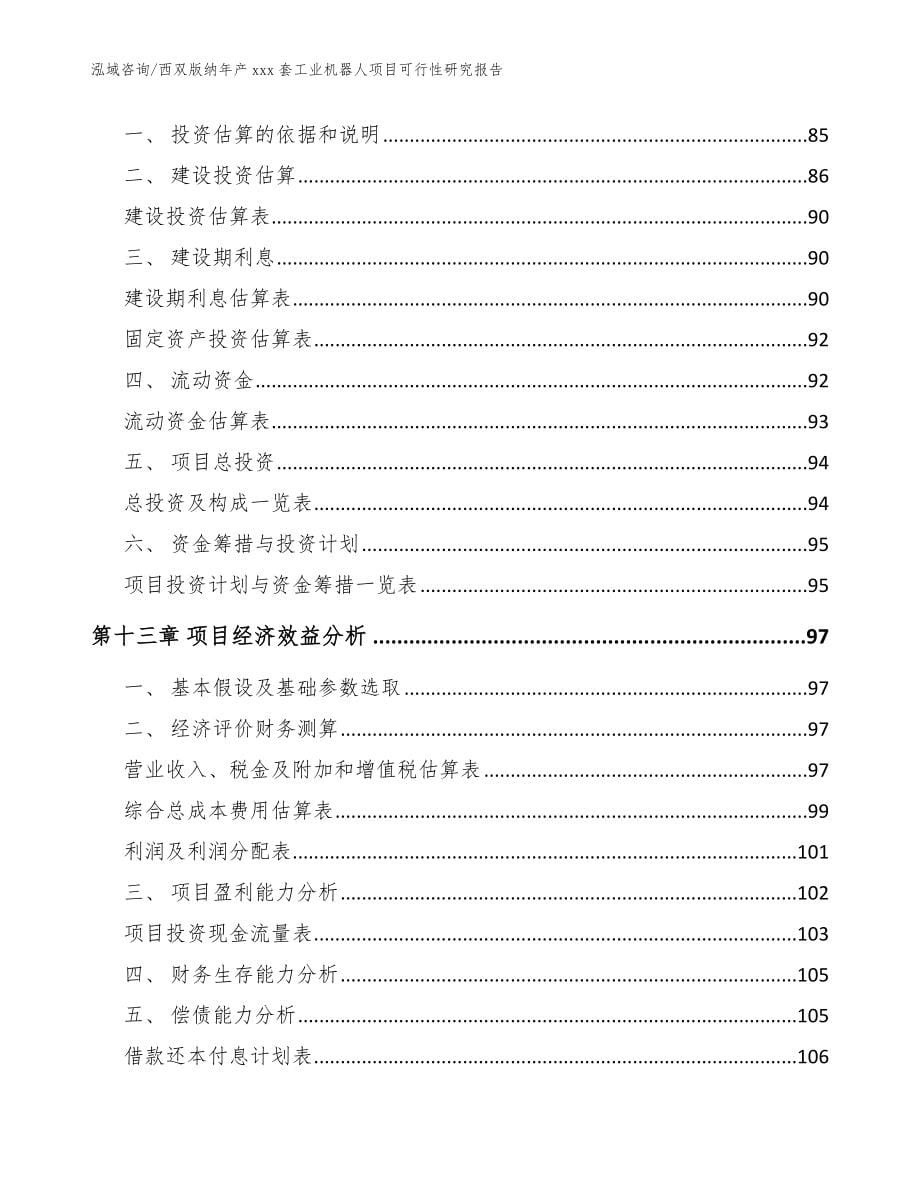 西双版纳年产xxx套工业机器人项目可行性研究报告【参考模板】_第5页