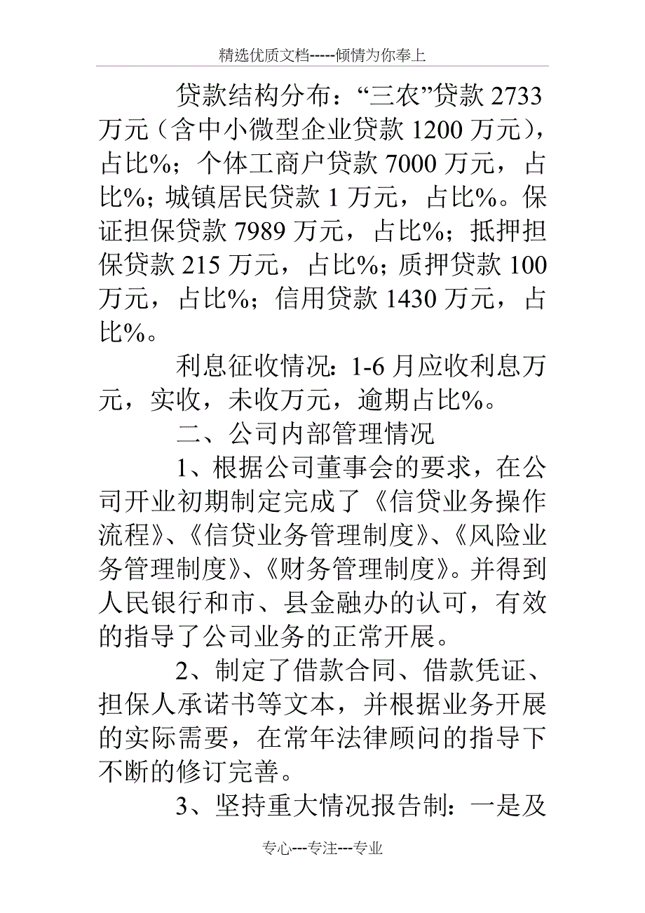 小额贷款公司试点经验交流汇报材料_第2页