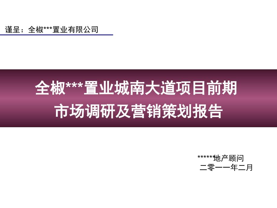 安徽滁州全椒城南大道项目前期市场调研及营销策划报告187页_第1页