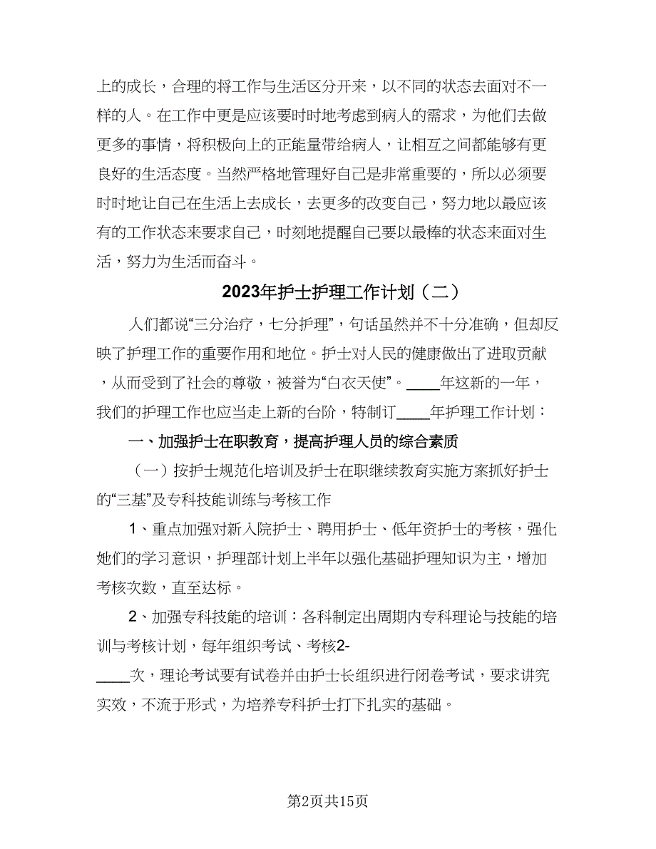 2023年护士护理工作计划（五篇）.doc_第2页