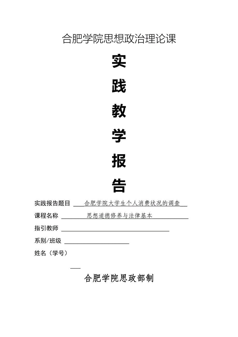 合肥学院大学生个人消费况状的调查_第1页