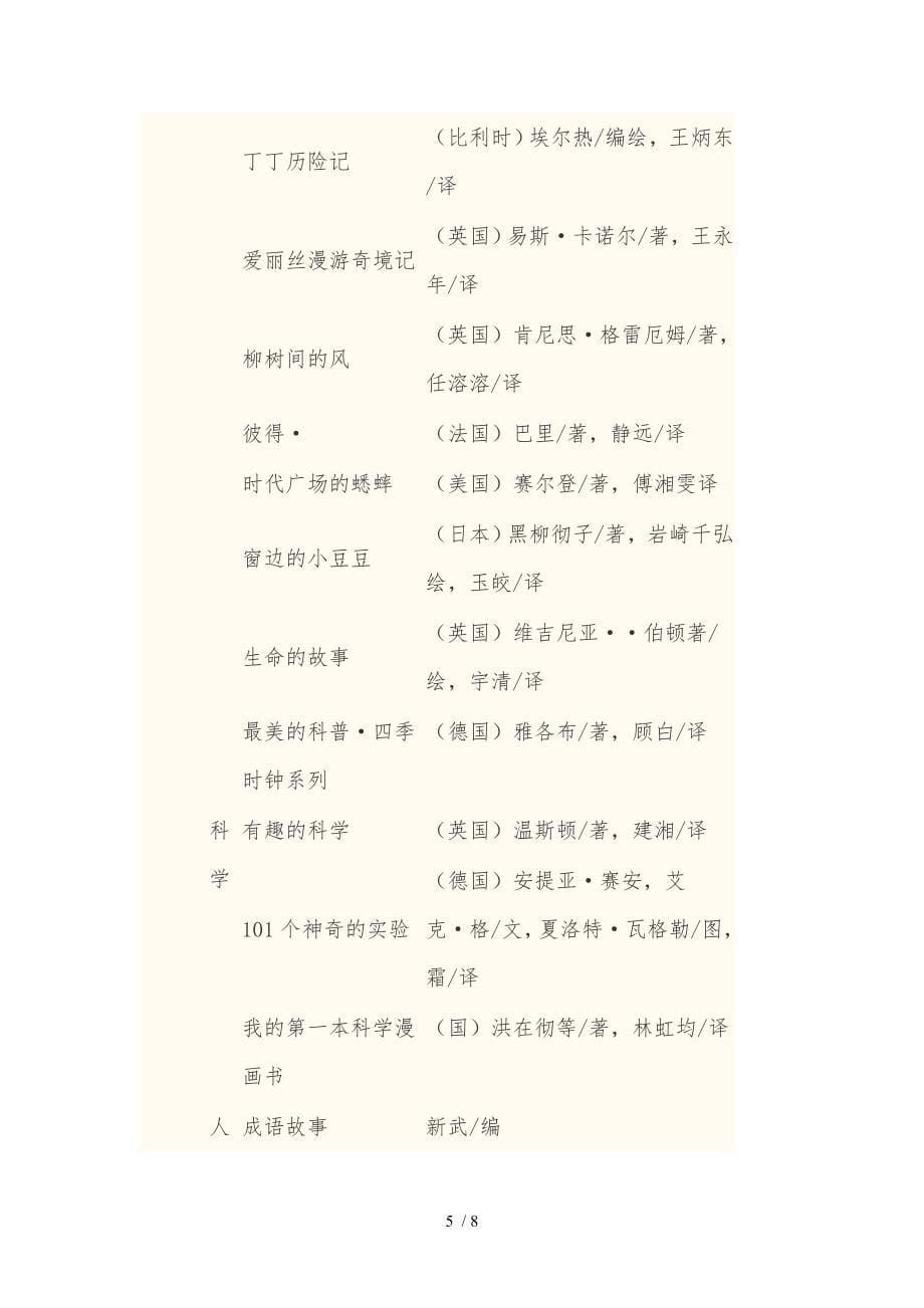 朱永新我国小学生基础阅读书目表2_第5页