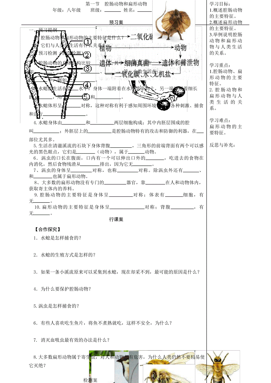 新人教版八年级上册(全册)生物导学案资料_第1页