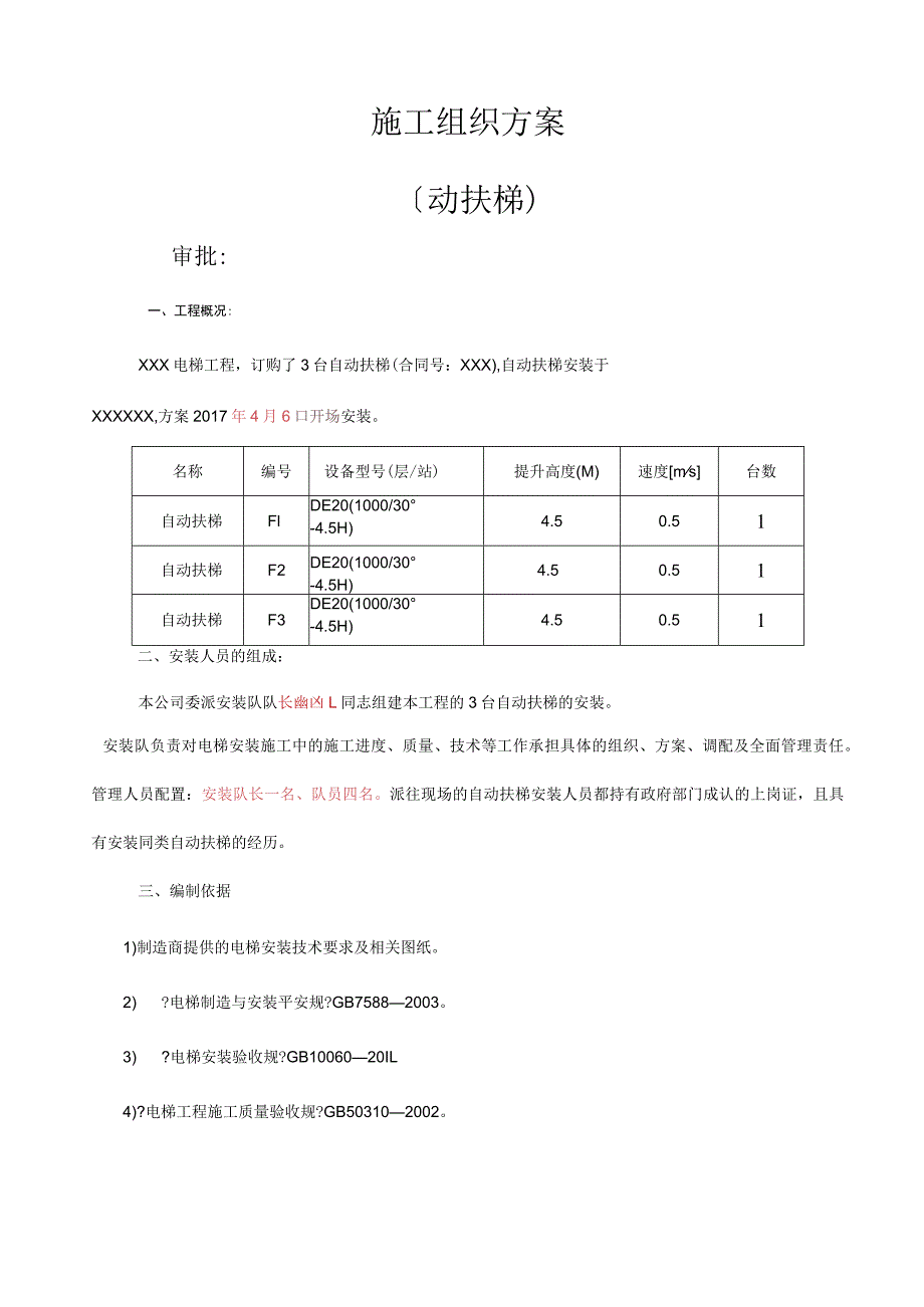 自动扶梯安装吊装施工方案_第1页