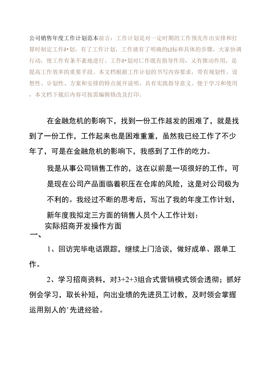 公司销售年度工作计划范本_第2页