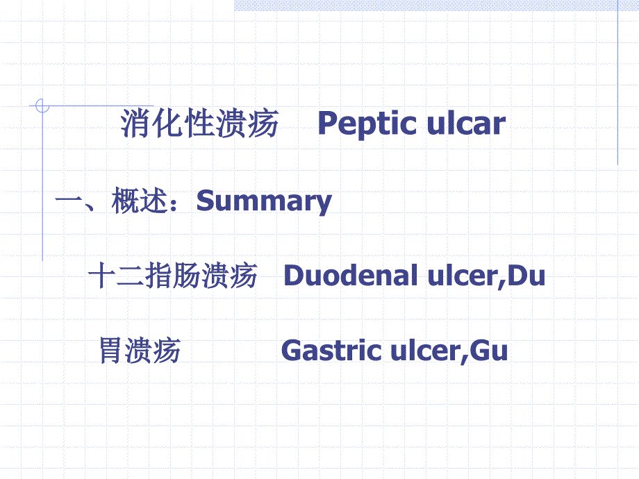 消化性溃疡Pepticulcar一概述Summary十二指肠溃疡_第1页