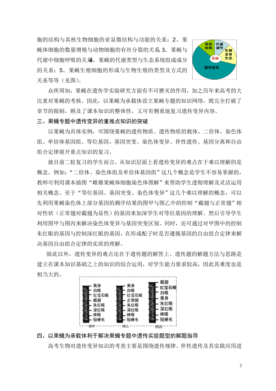 (南宁三中黄琴)高考备考专题复习中对模块式专题复习的有效补充之果蝇专题设计的解读.doc_第2页