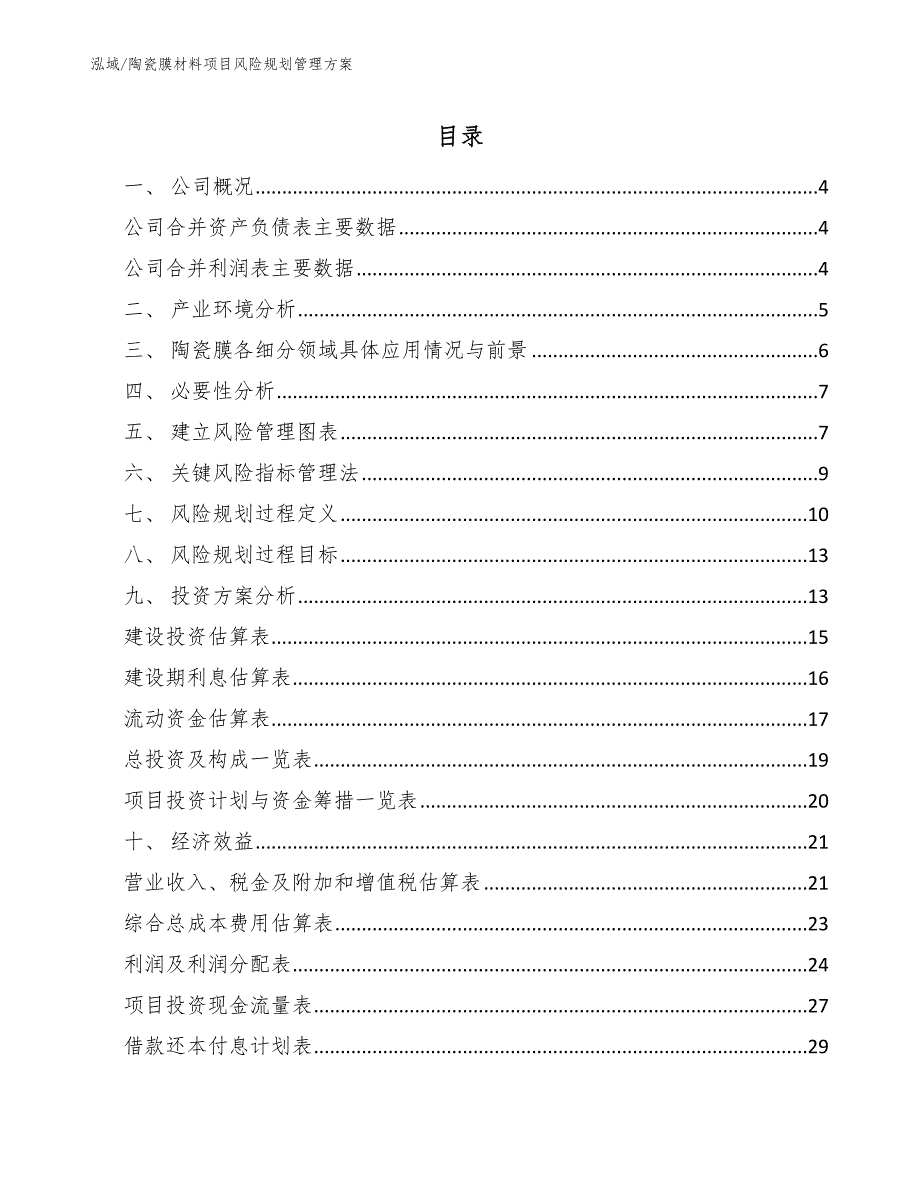 陶瓷膜材料项目风险规划管理方案_范文_第2页