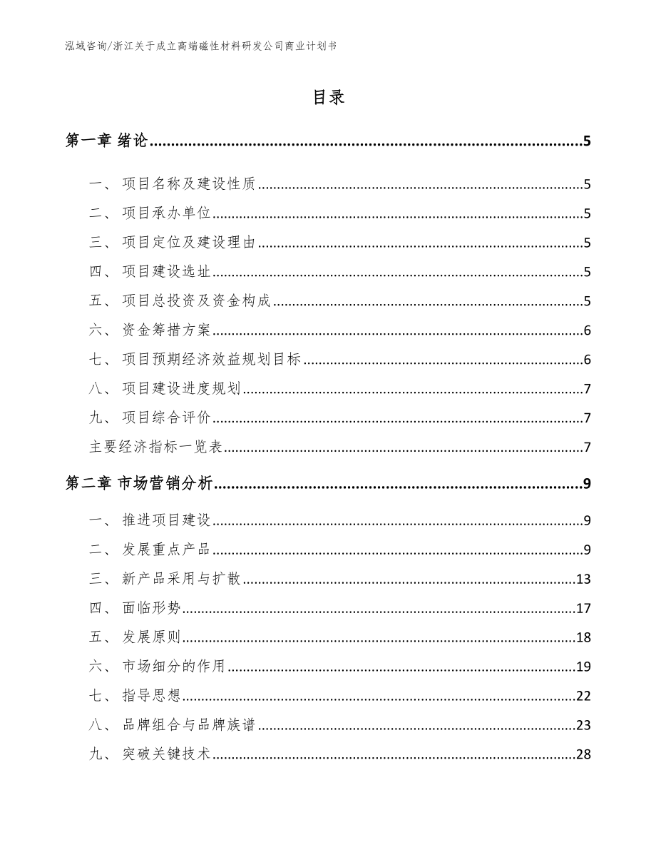 浙江关于成立高端磁性材料研发公司商业计划书_第1页