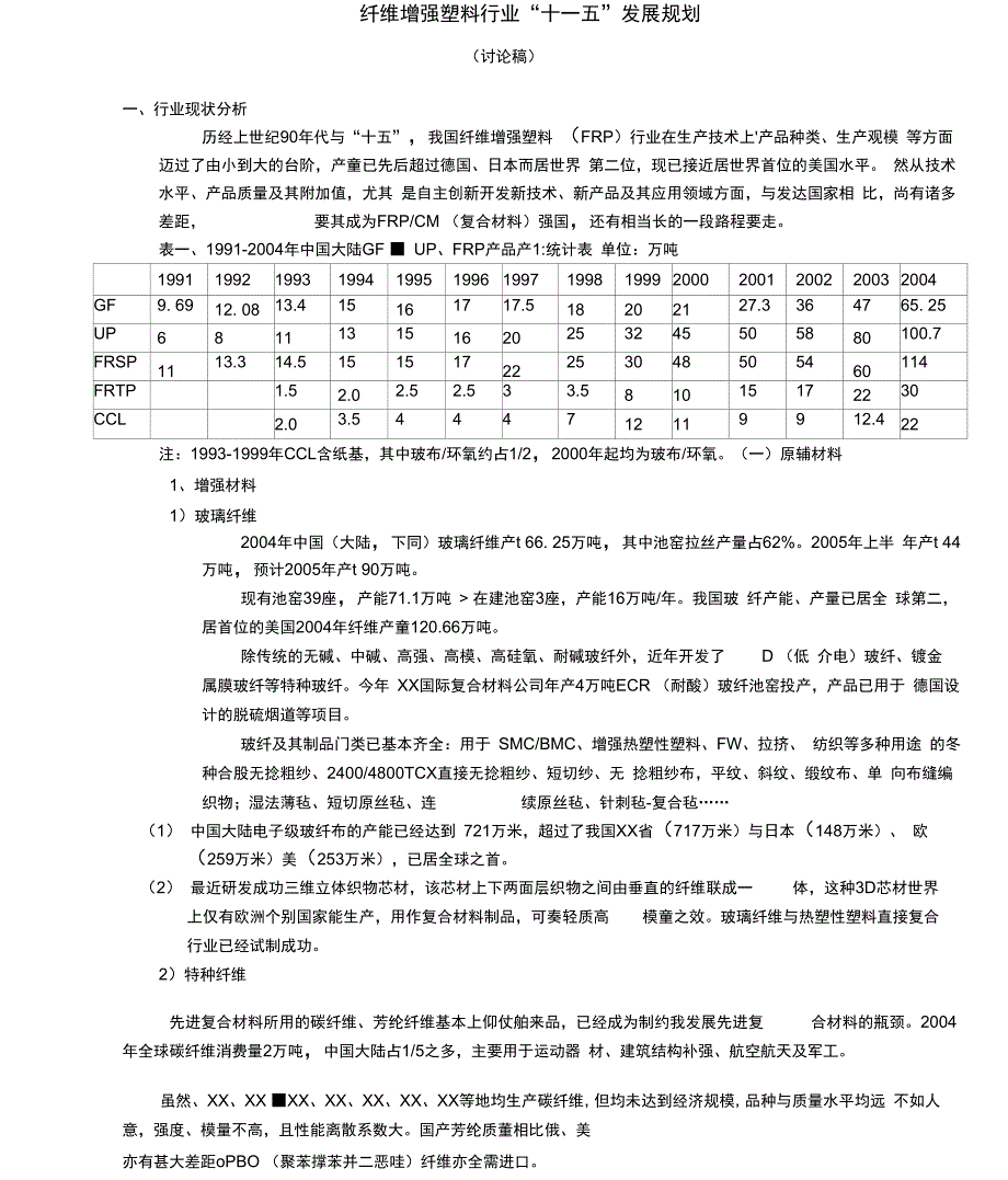 纤维缠绕行业十一五发展规划_第1页