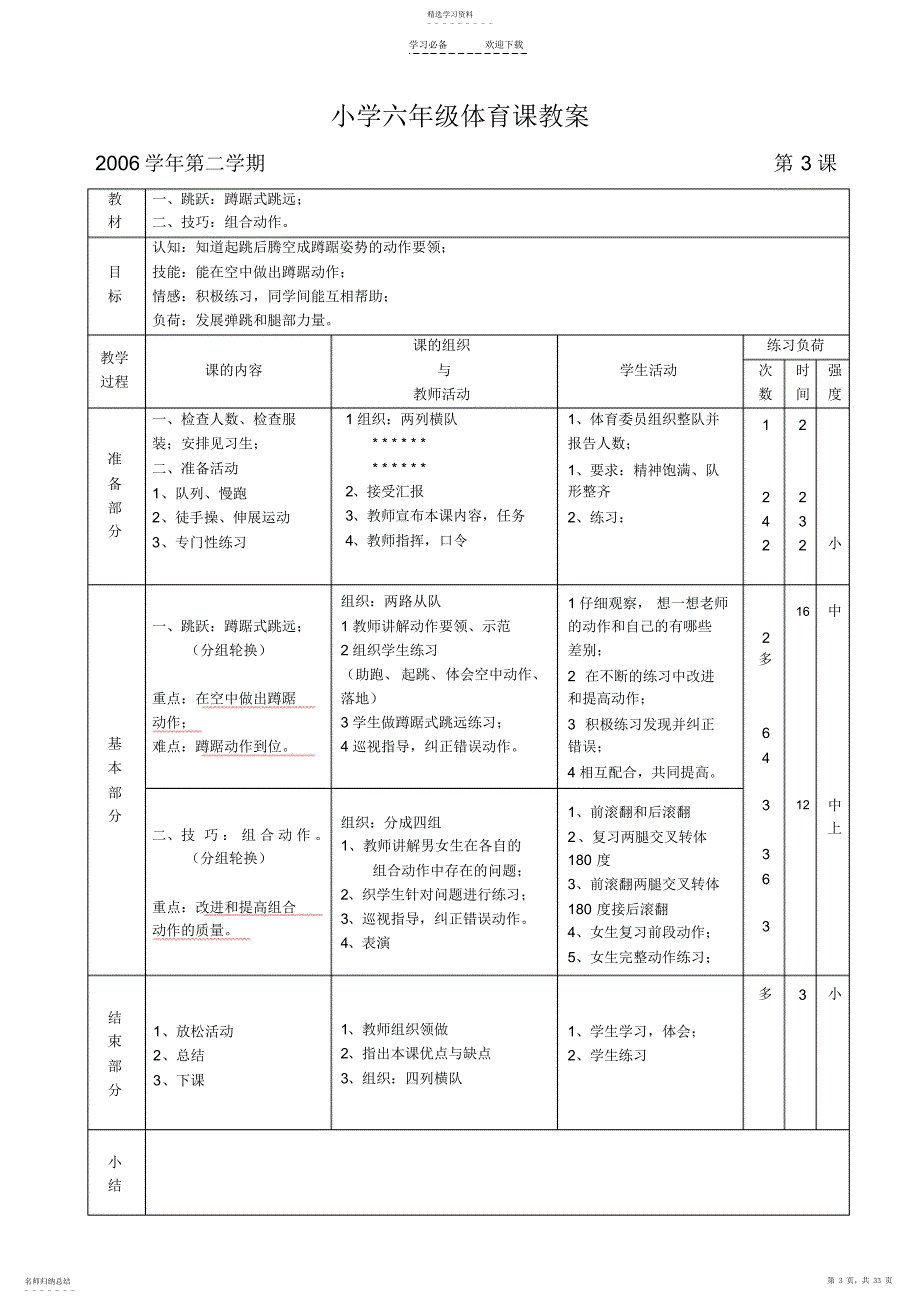 2022年小学六年级体育课教案_第3页