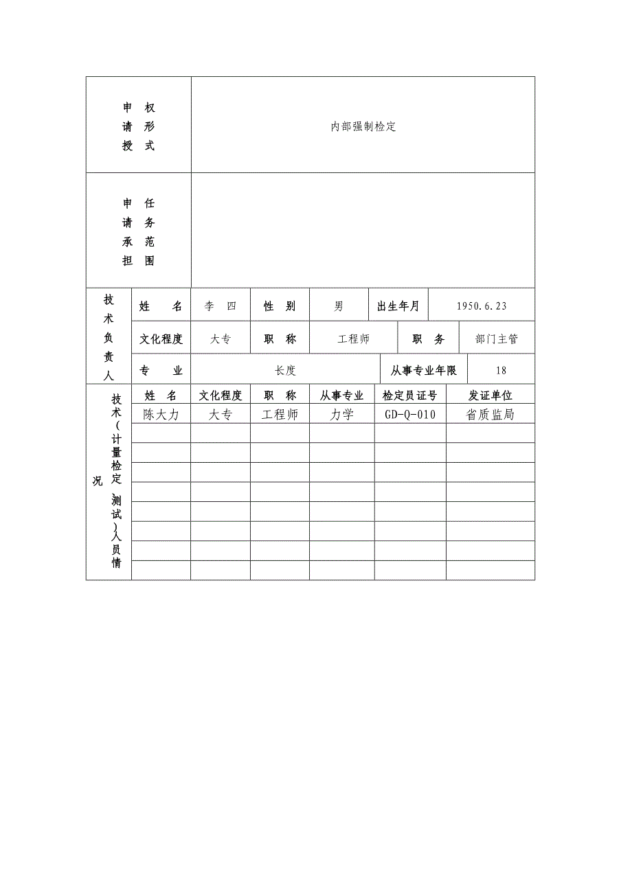 计量检定机构授权申请书一式两份(见附录一_第2页