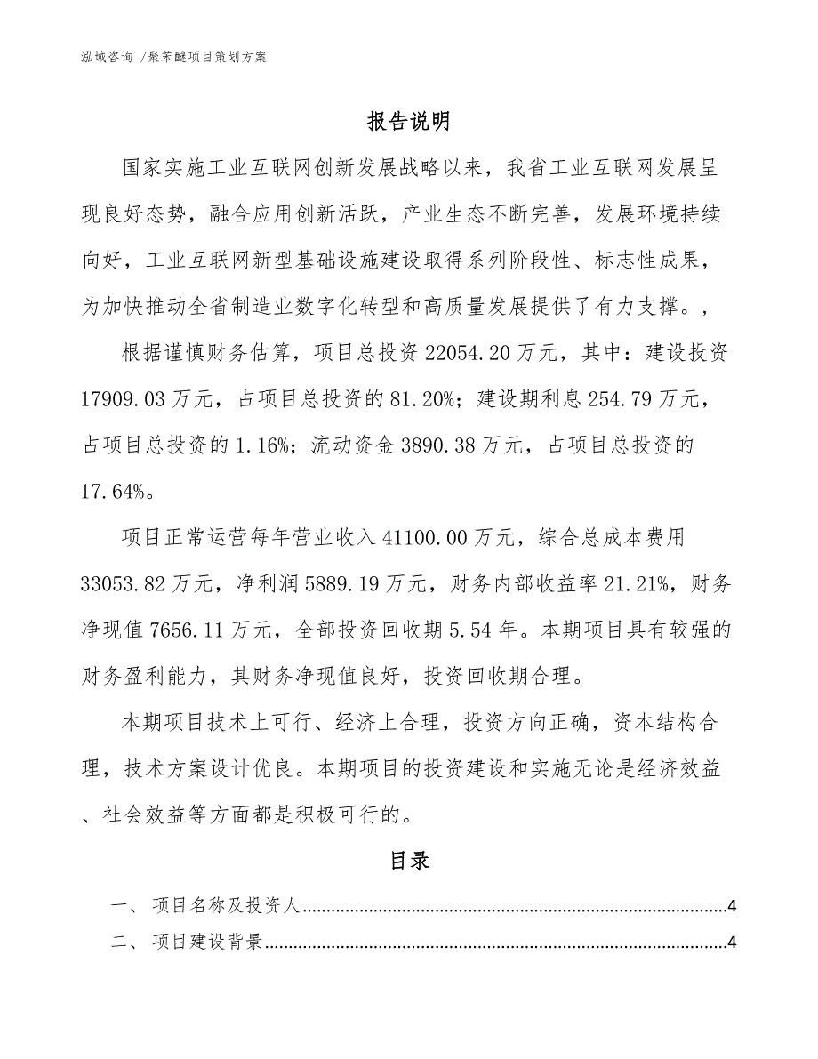 聚苯醚项目策划方案_第1页