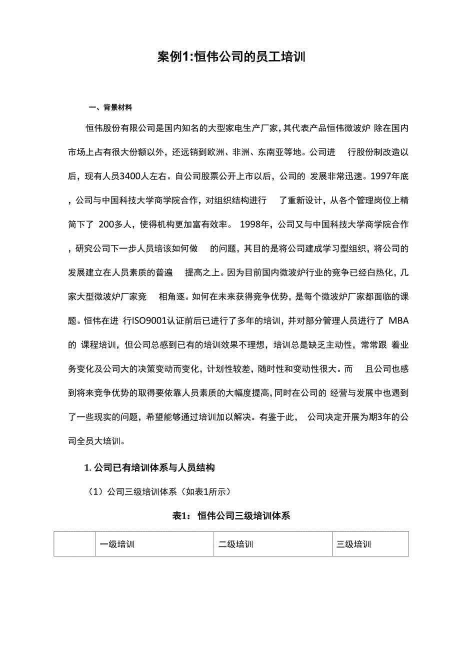 案例1：恒伟公司的员工培训_第1页