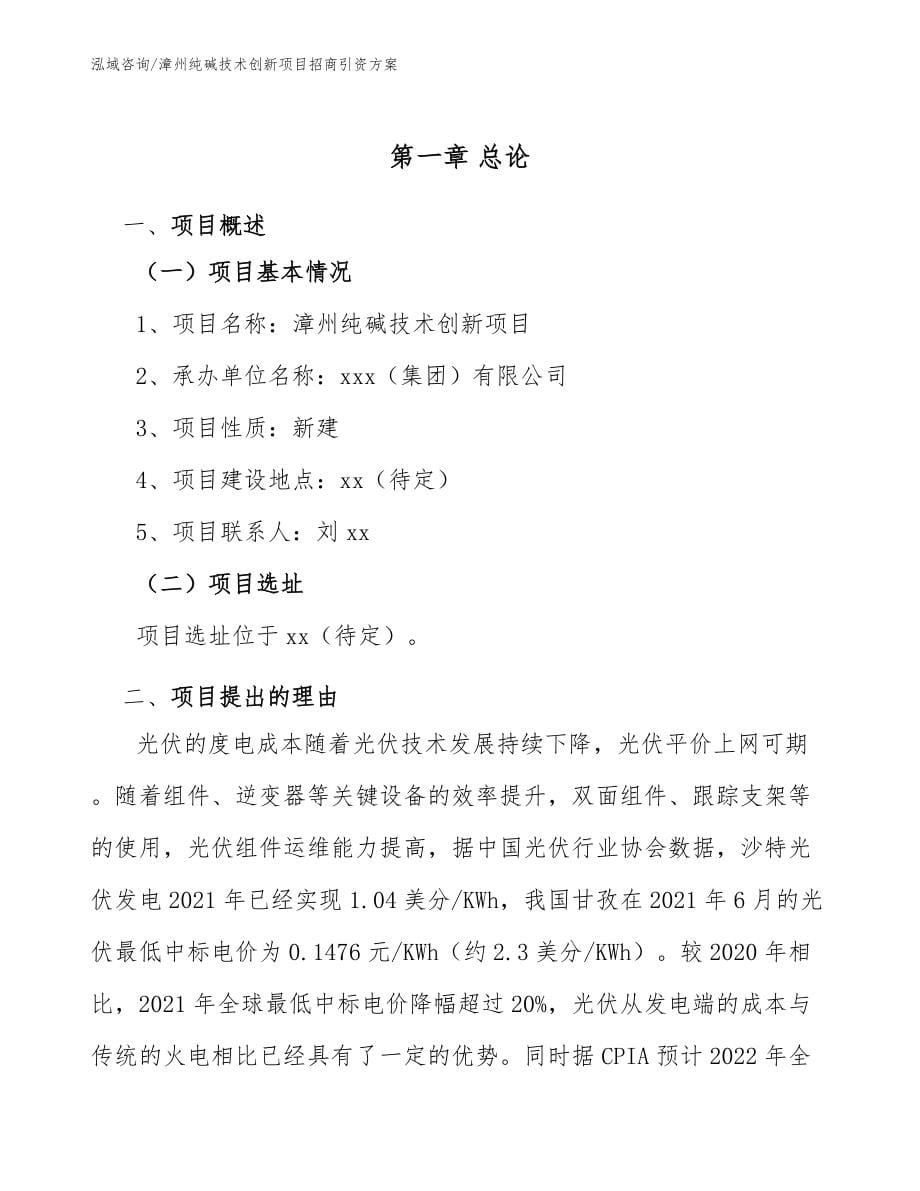 漳州纯碱技术创新项目招商引资方案【模板】_第5页