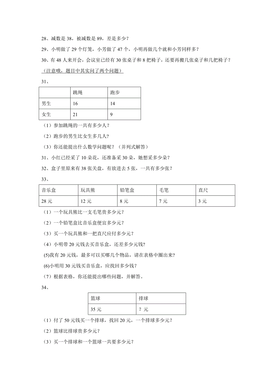 一年级下学期应用题(一)_第2页