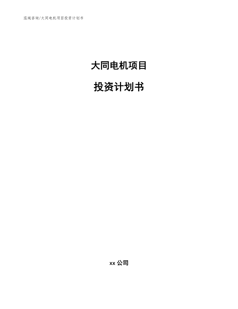 大同电机项目投资计划书_参考模板_第1页