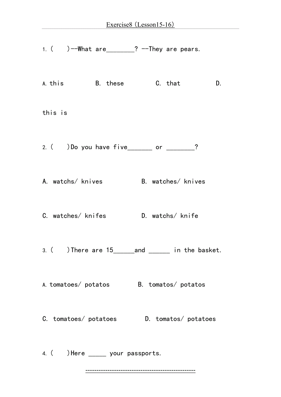 新概念1Lesson15练习_第4页