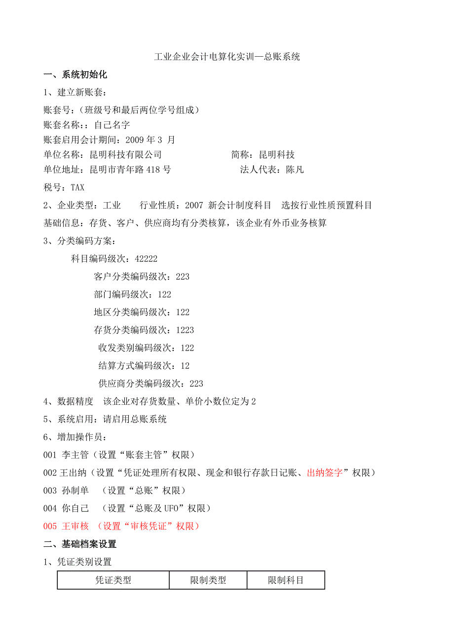 总账操作实训资料_第1页