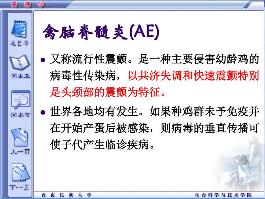 精品课程禽病学ppt传染性脑脊髓炎_第1页