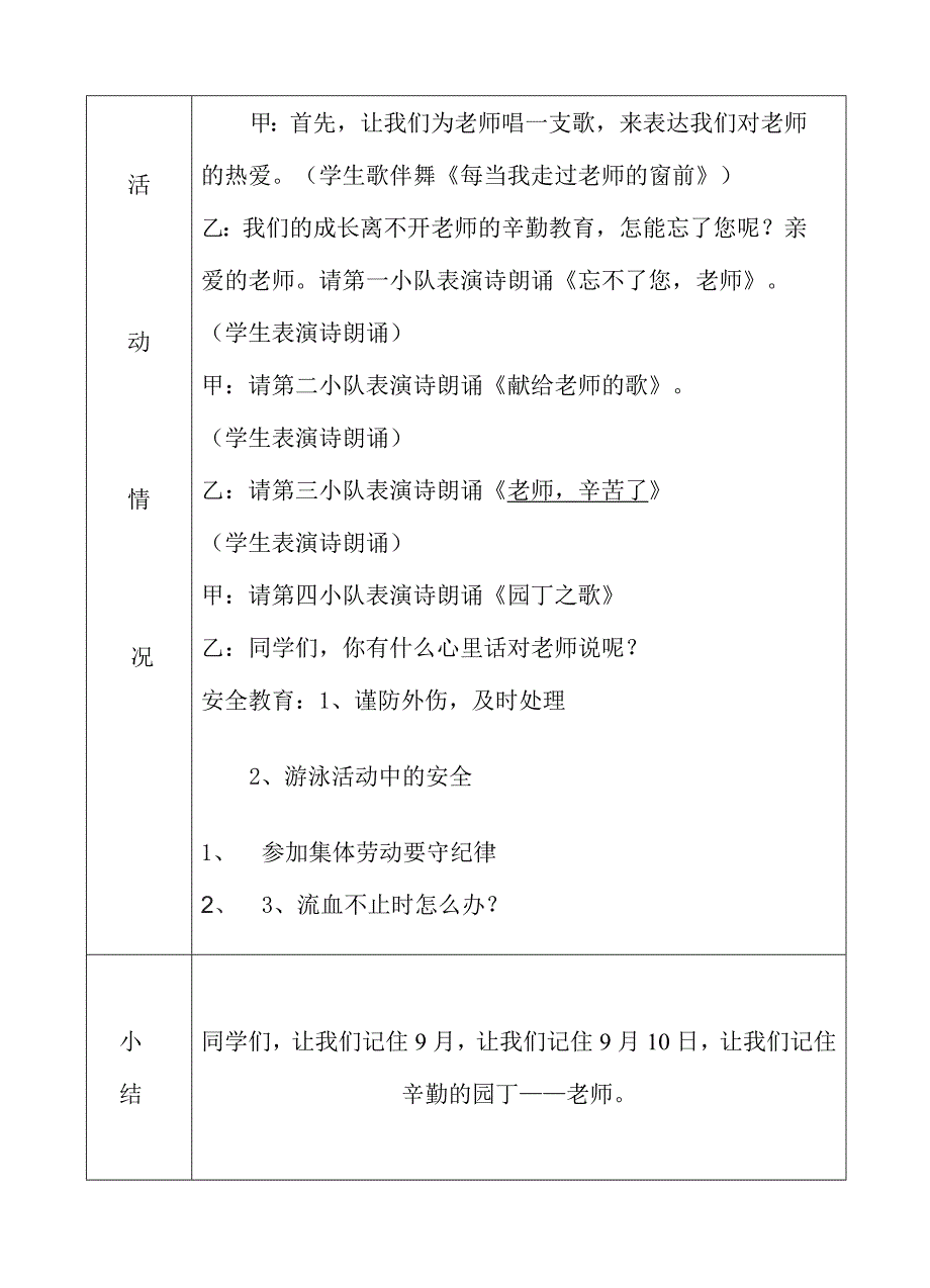 六年级班队活动记录1-17周_第4页