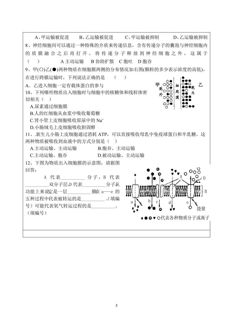 物质跨膜运输方式导学案_第5页