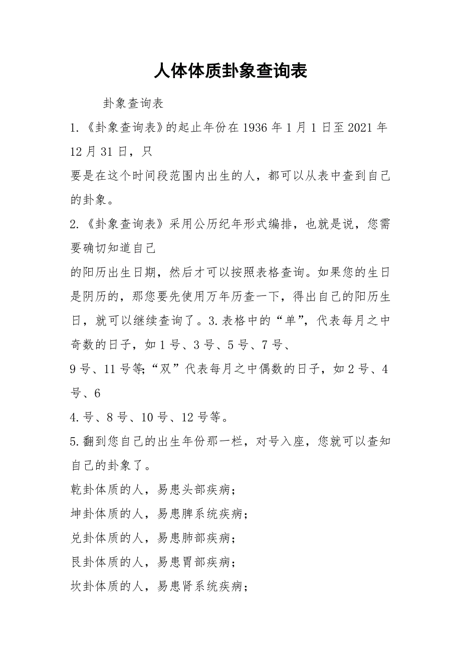 人体体质卦象查询表.docx_第1页