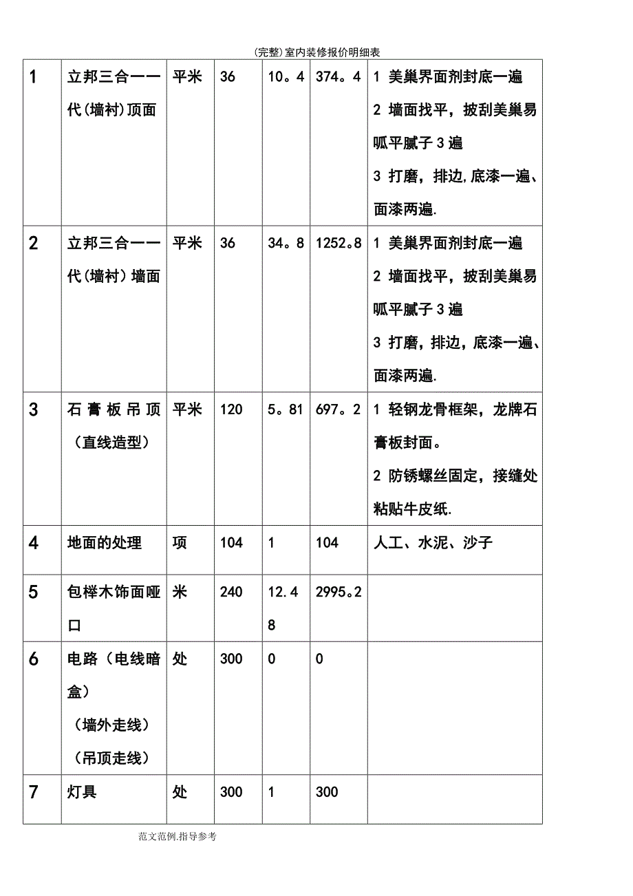 (最新整理)室内装修报价明细表_第3页