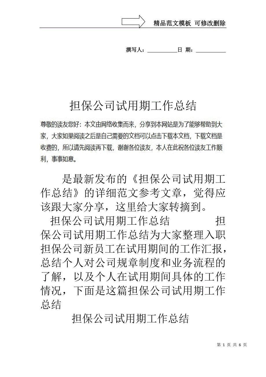 担保公司试用期工作总结_第1页