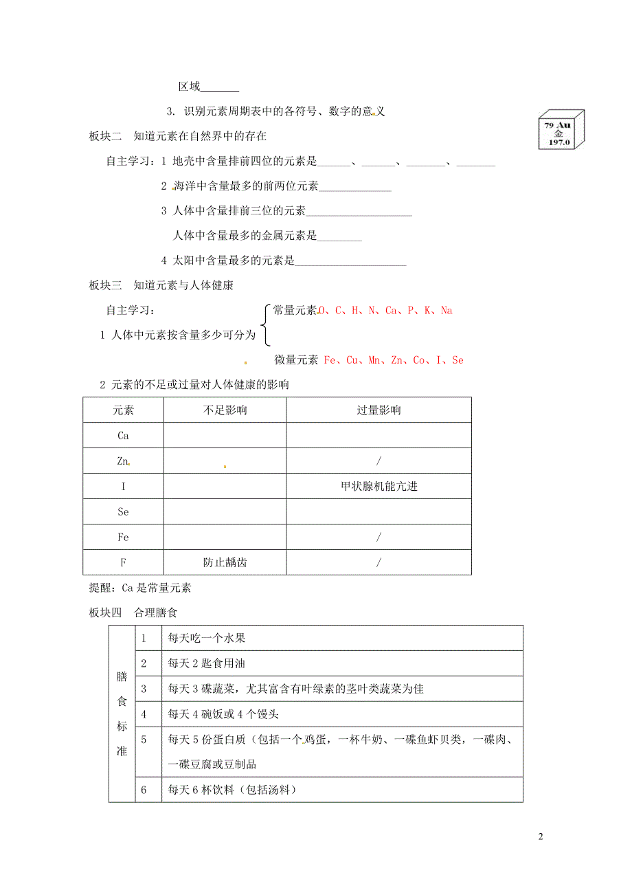 江苏省扬州市高邮市车逻镇九年级化学全册3.2.2组成物质的化学元素教案新版沪教版0_第2页