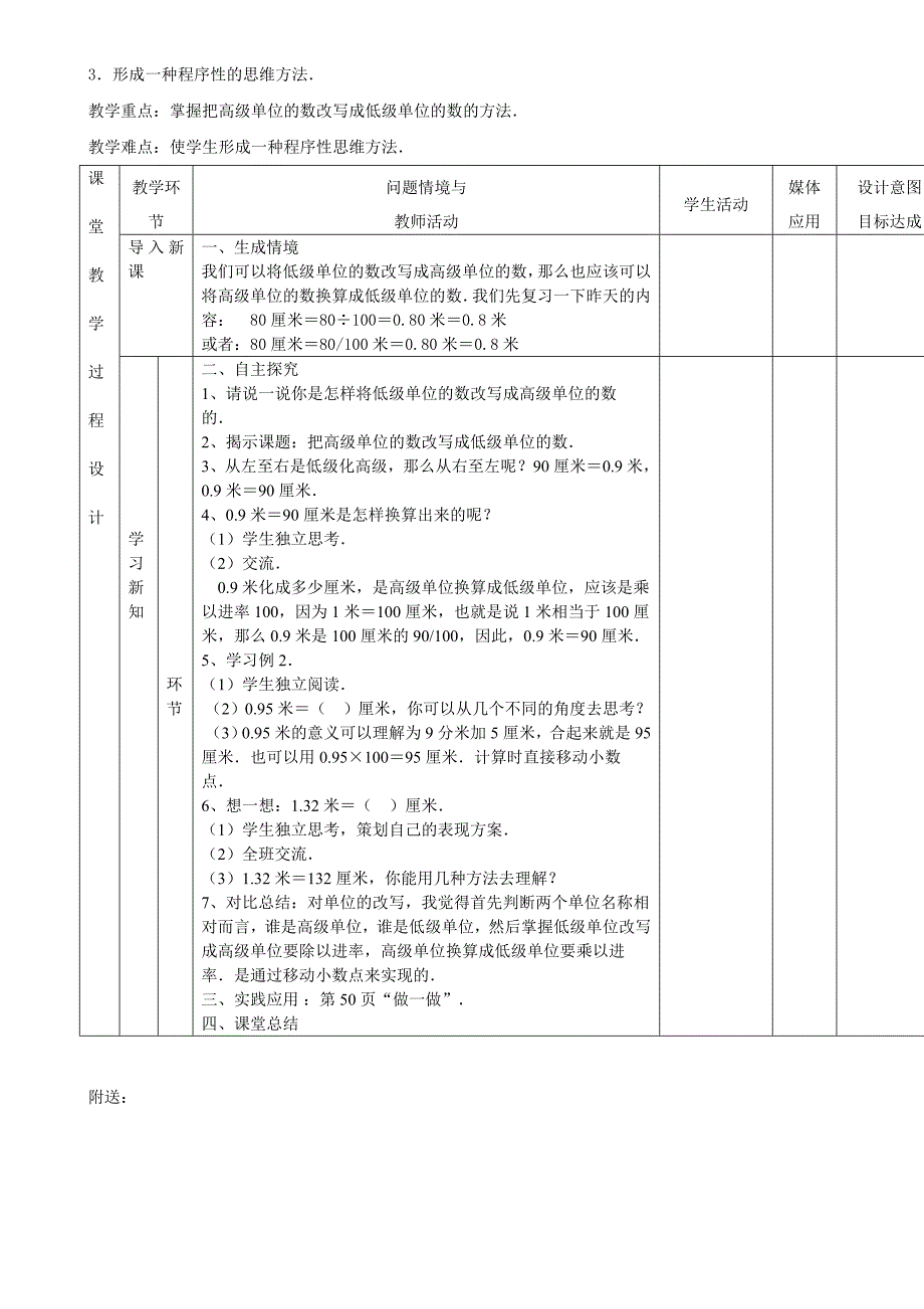 四年级下册《小数与单位换算》2课时教案教学建议_第2页