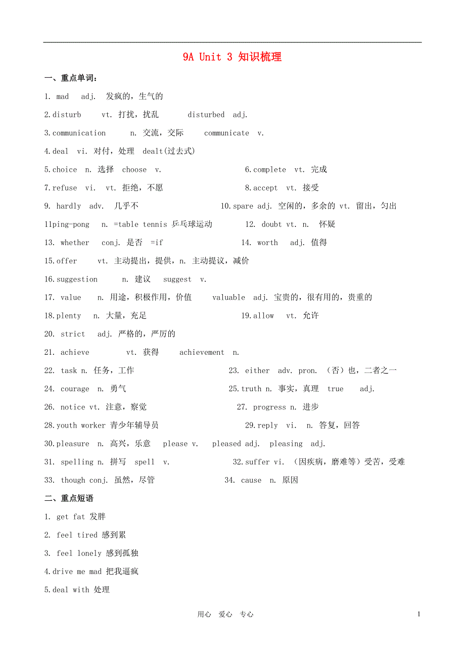 九年级英语上册Unit3知识梳理牛津译林版_第1页