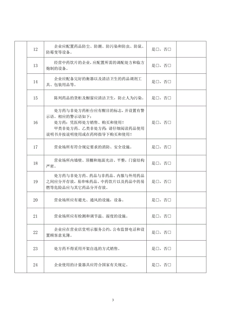 新版药品零售企业换发《药品经营许可证》现场检查记录.doc_第3页