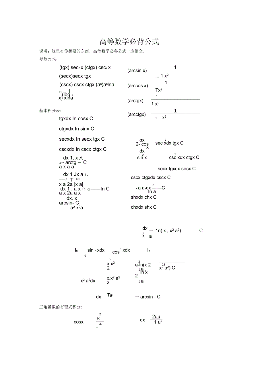 高等数学公式必背大全_第1页
