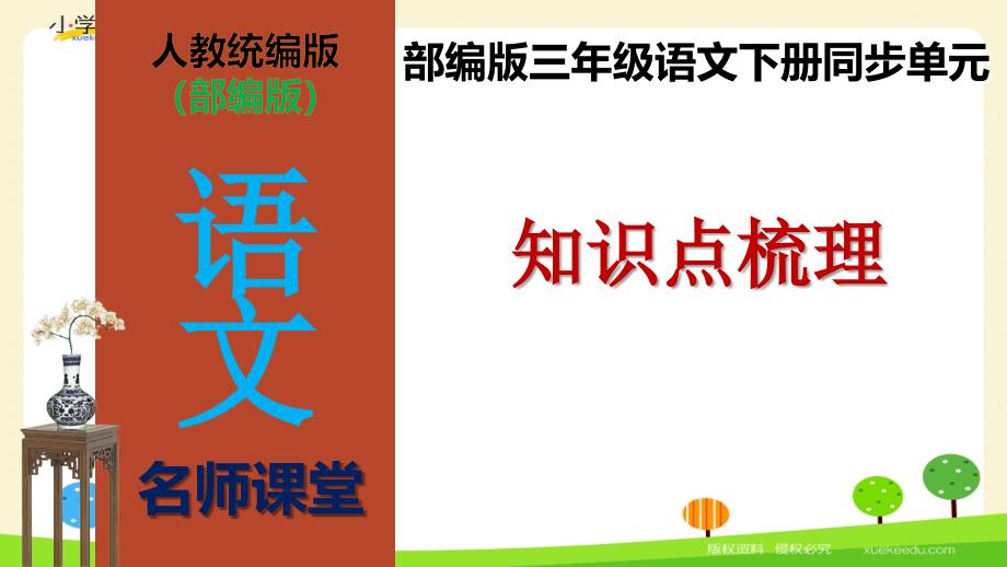 【名师课堂】部编版三年级语文下册第八单元知识点梳理(ppt课件)_第1页