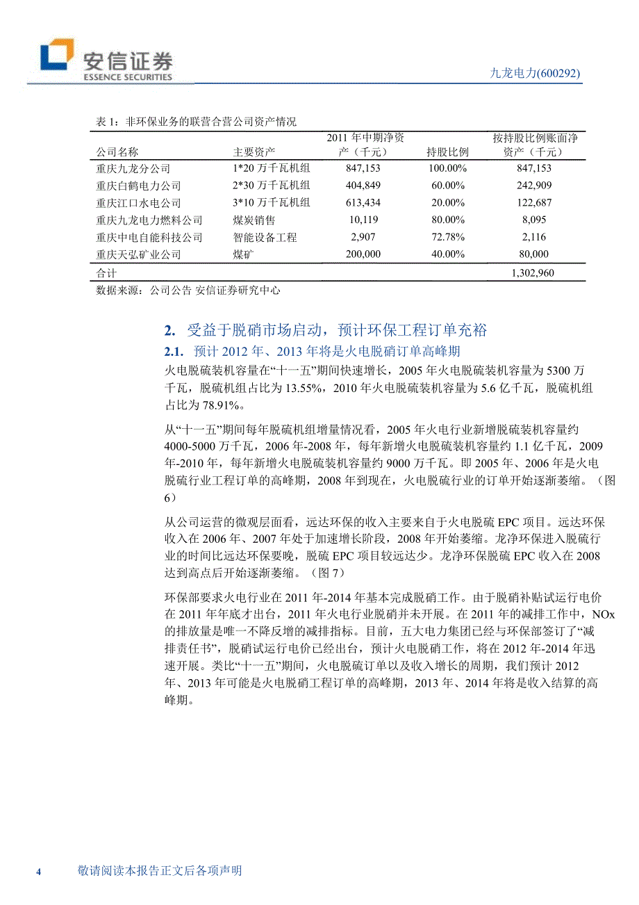 九龙电力(600292)深度分析：分享脱硫脱硝盛宴资产剥离渐近0328_第4页