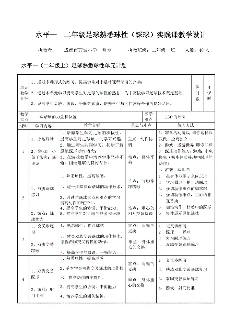 水平一 二年级足球熟悉球性（踩球）实践课_第1页