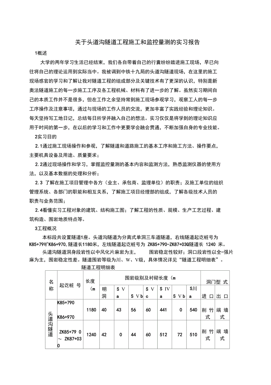 隧道实习报告_第1页