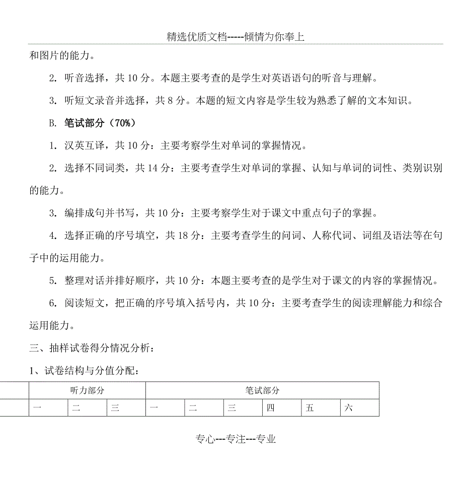 小学英语期末五年级检测质量分析_第2页