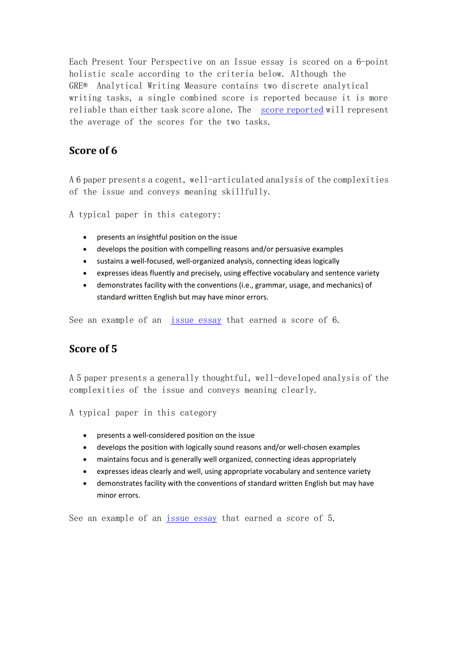 GRE作文ISSUE评分标准(GREAWIssueScoringGuide).doc_第1页