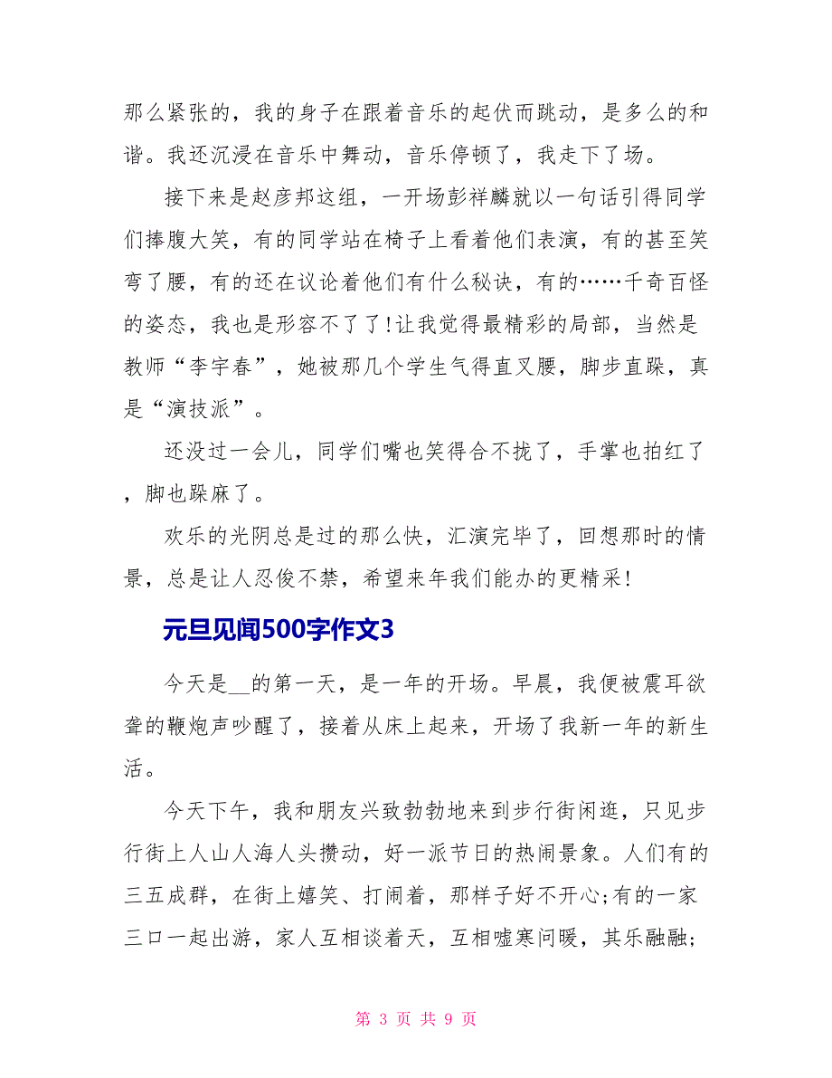 元旦见闻500字作文2022_第3页