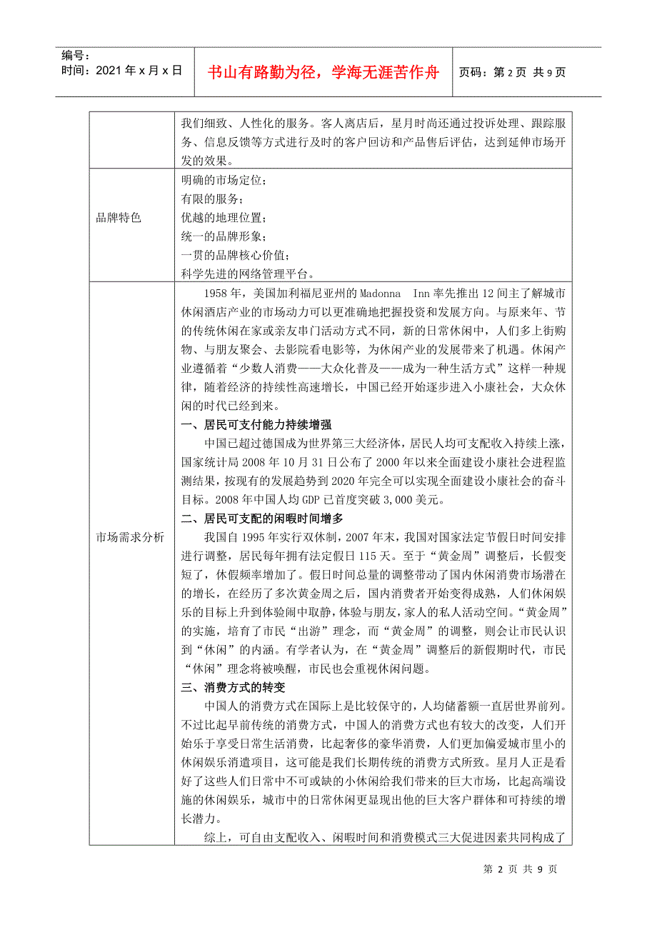 吉林省星月时尚宾馆连锁股份有限公司商业计划书_第2页