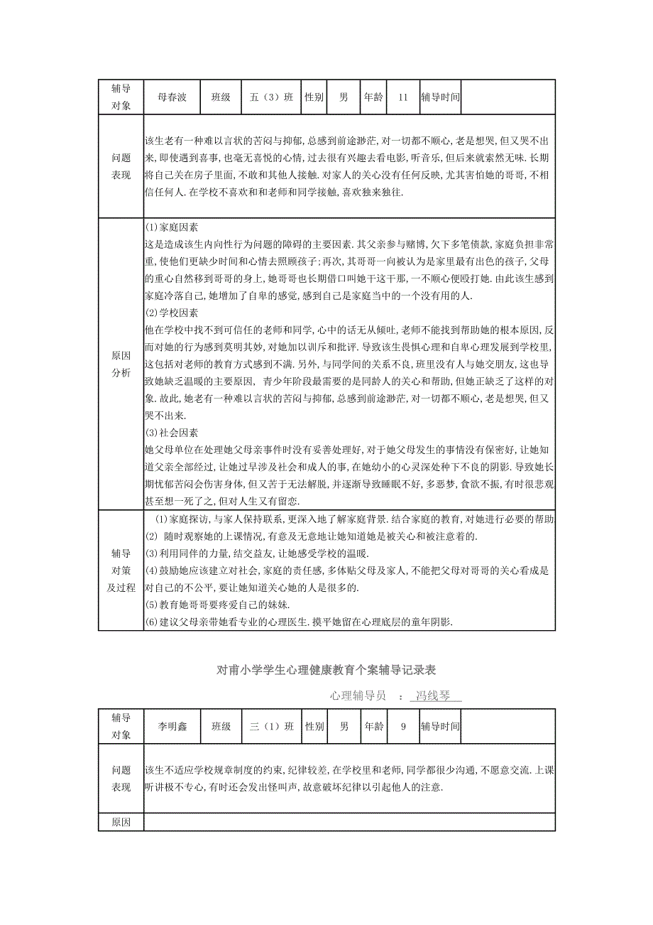 对甫小学学生心理健康教育个案辅导记录_第2页