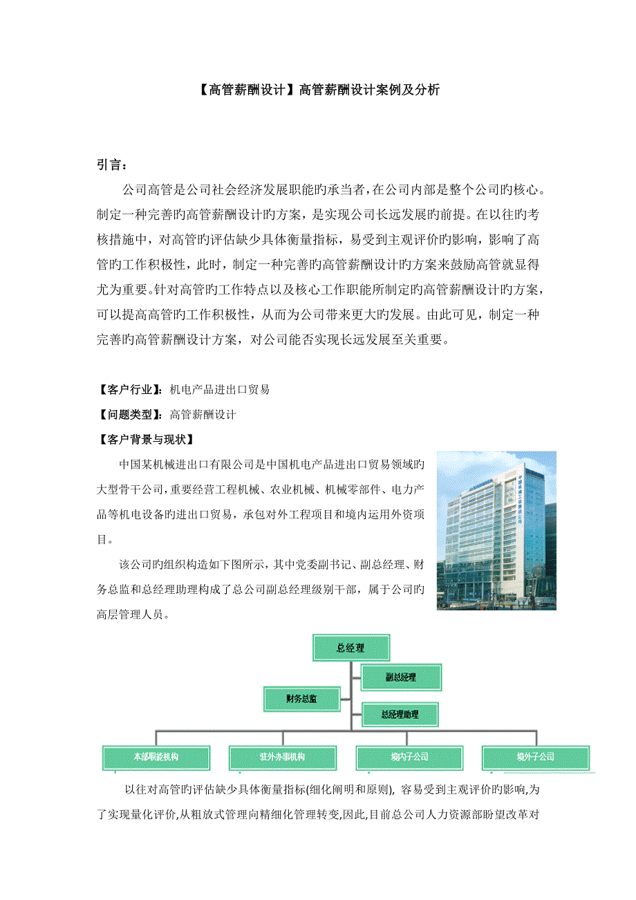 高管薪酬设计高管薪酬设计案例及分析_第1页