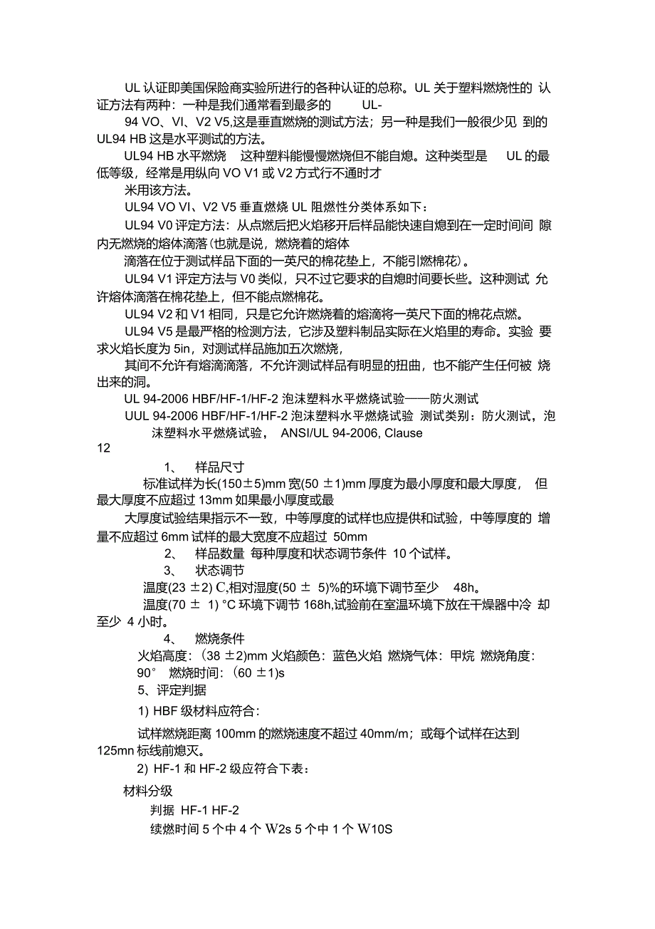 UL94HF系列阻燃测试及介绍_第1页