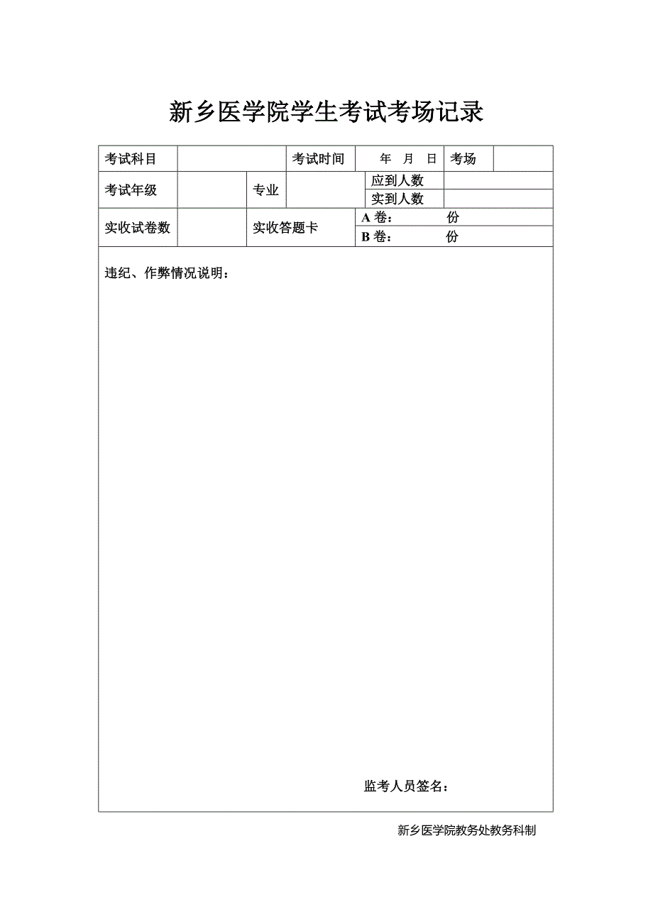 新乡医学院学生考试考场记录_第1页