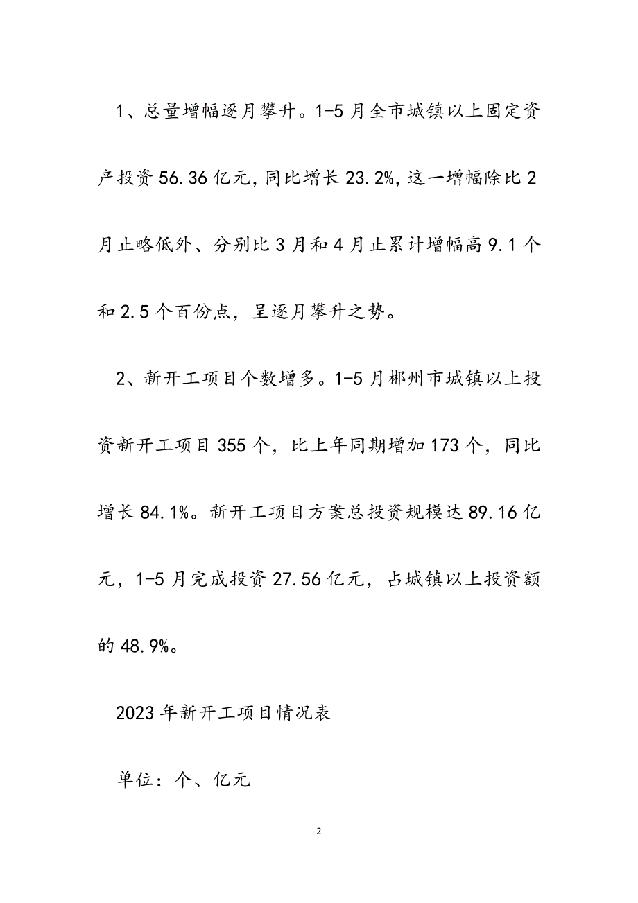 2023年上半年全市投资运行情况分析及全年投资形势预测.docx_第2页