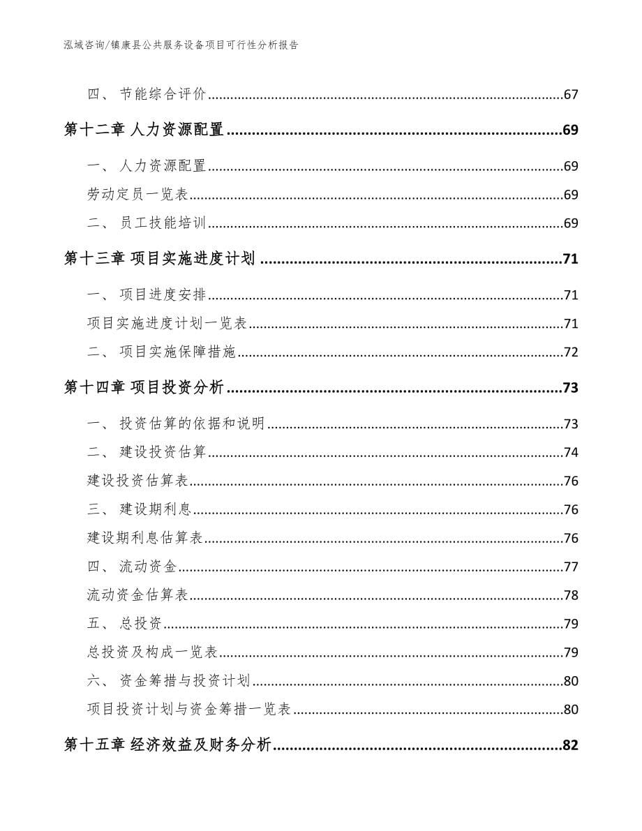 镇康县公共服务设备项目可行性分析报告_模板_第5页
